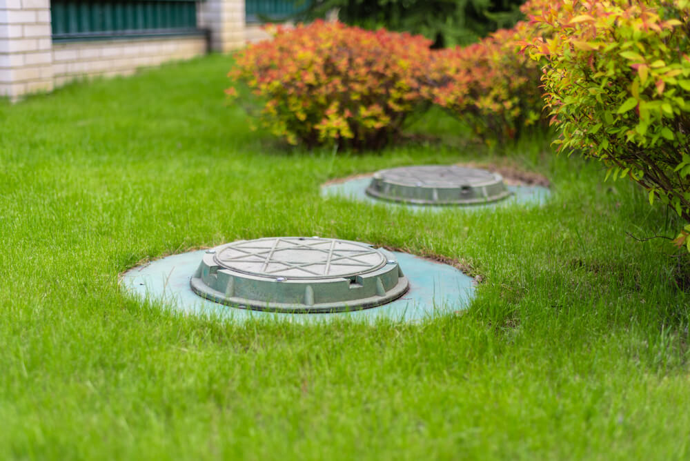 septic tank in garden