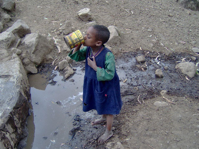 Drinking of polluted water